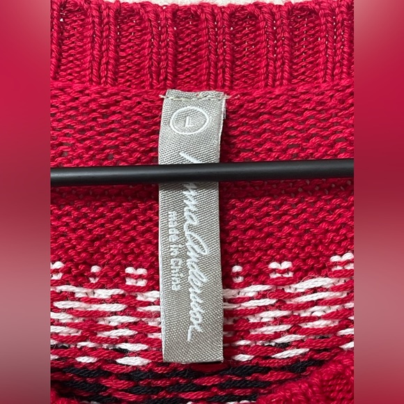 SOLD Hanna Andersson Holiday Inspired Red Black White Knit Sweater Large - Picture 7 of 9